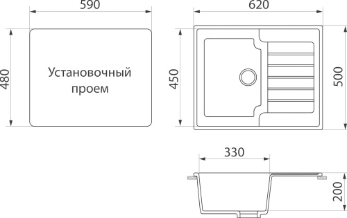 Мойка кухонная DIWO Екатеринбург GWS-13S черная фото 2