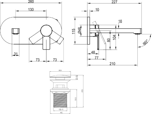 Смеситель Villeroy & Boch Architectura TVW10311211061 для раковины