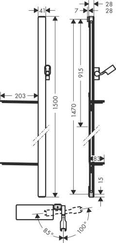 Душевая штанга Hansgrohe Unica 27645600 150 см, черный, хром фото 3