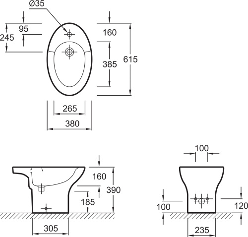 Биде напольное Jacob Delafon Presquile E1348 фото 5