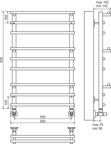 19 800 руб. Полотенцесушитель водяной Terminus Вента П9 500x835 фото 3 Полотенцесушитель водяной Terminus Вента П9 500x835 фото 3