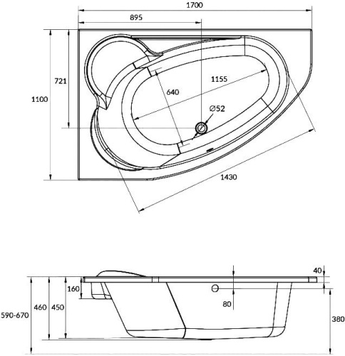 Акриловая ванна Cersanit Kaliope 170x110 L фото 4