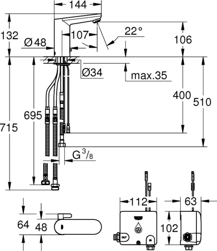 Смеситель Grohe Eurosmart Cosmopolitan E 36386001 для раковины, хром фото 3