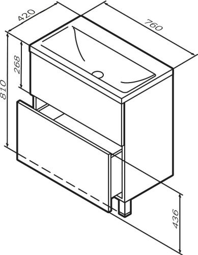 Мебель для ванной AM.PM Gem 75 графит матовый, напольная, с 2 ящиками фото 4