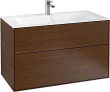 Мебель для ванной Villeroy & Boch Finion 100 walnut veneer, с настенным освещением