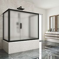 Шторка на ванну Kubele DE019P3U-MAT-BLMT 170х80 см, профиль матовый черный