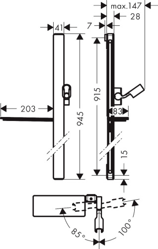 Душевая штанга Hansgrohe Unica 27640600 90 см, черный, хром фото 2