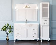 Тумба с раковиной ValenHouse Эллина 120 белая, фурнитура хром