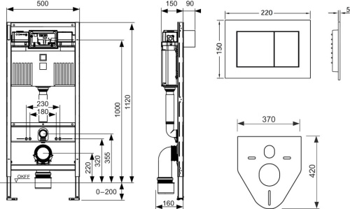 Комплект Унитаз подвесной Duravit Starck 3 2227090000 с крышкой-сиденьем + Инсталляция TECE TECEprofil Uni 2.0 9300302 с кнопка смыва фото 5