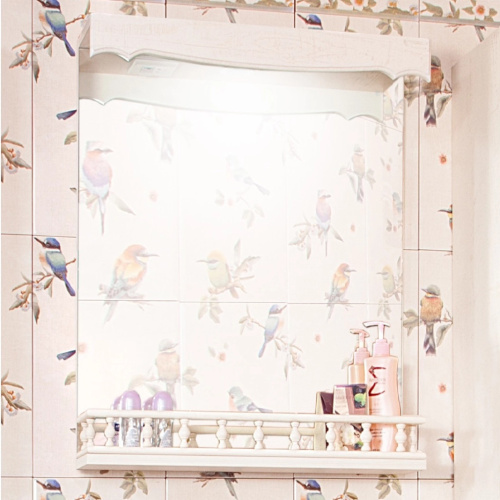 Зеркало Бриклаер Кантри 65 бежевый дуб, со шкафом фото 2