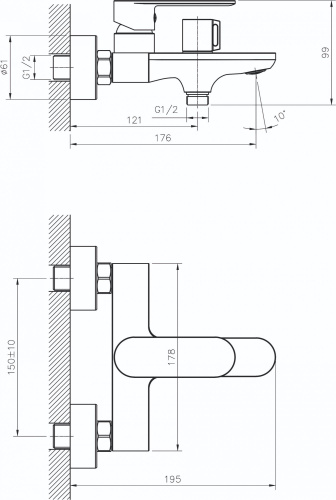 Смеситель Rush Luson LU1630-44 для ванны с душем фото 3