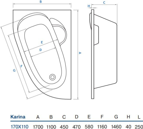 Акриловая ванна Koller Pool Karina 170x110 L фото 5
