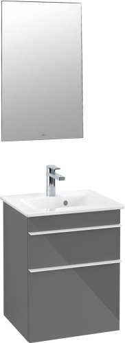 Мебель для ванной Villeroy & Boch Venticello 46 glossy grey, с белыми ручками фото 7