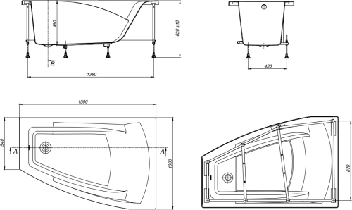 Акриловая ванна Roca Hall Angular 150x100 R фото 3