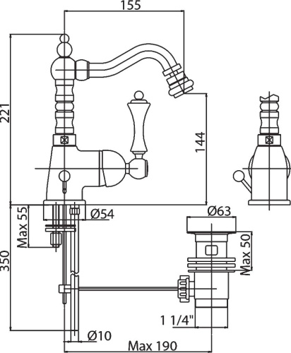 30 060 руб. Смеситель Cezares Margot MARGOT-BSM2-02-Bi для биде фото 3 Смеситель Cezares Margot MARGOT-BSM2-02-Bi для биде фото 3