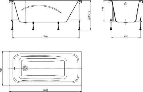 Акриловая ванна Roca Line 170x70 белая фото 2