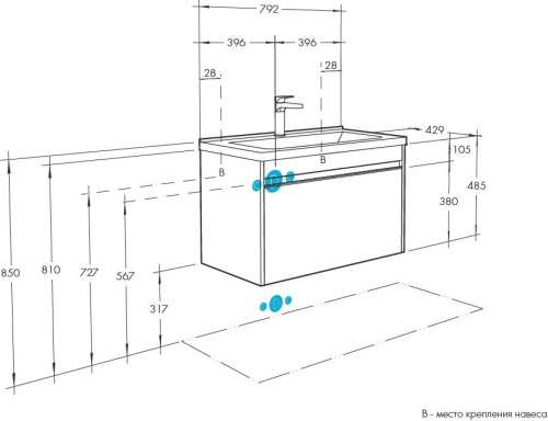 Мебель для ванной AQUATON Капри 80 таксония темная, подвесная фото 7