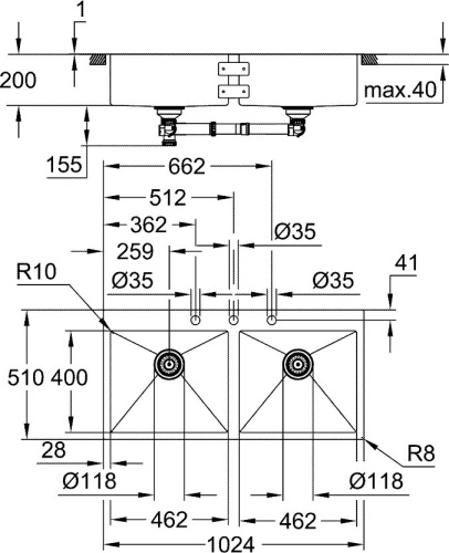 Мойка кухонная Grohe K800 31585SD1 нержавеющая сталь фото 3