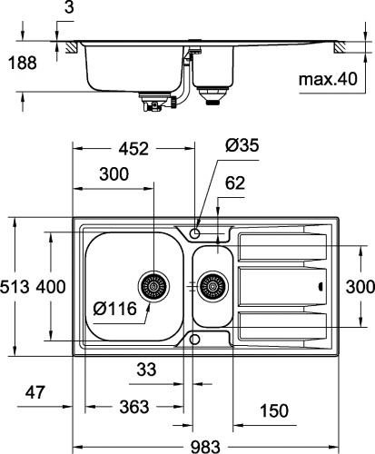 Мойка кухонная Grohe K400+ 31569SD0 фото 3