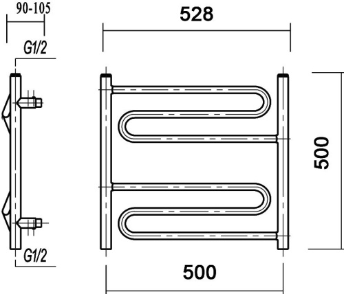 Полотенцесушитель водяной Domoterm Офелия П6 50x50, хром фото 4