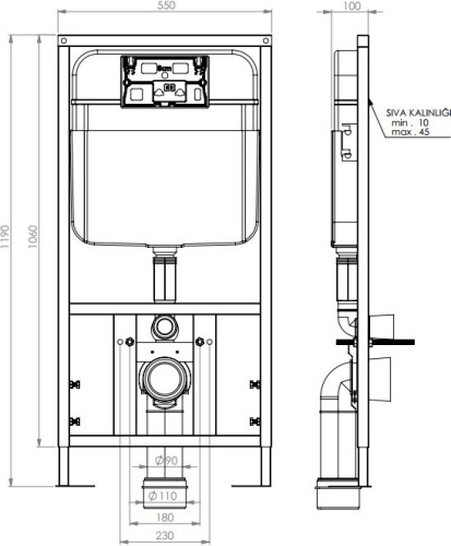 Система инсталляции для унитазов SantiLine SL-04 с кнопкой смыва фото 2