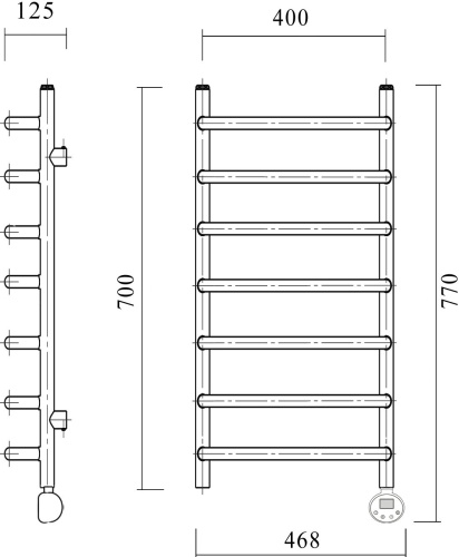 Полотенцесушитель электрический Domoterm Стефано П7 40x70, хром, R фото 4