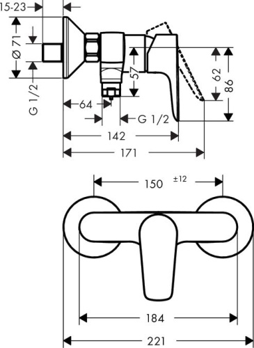 Смеситель Hansgrohe Talis E 71760000 для душа фото 2