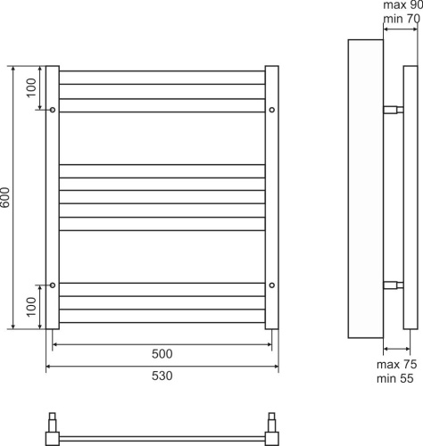 Полотенцесушитель водяной Lemark Bellario П7 50x60, черный фото 2