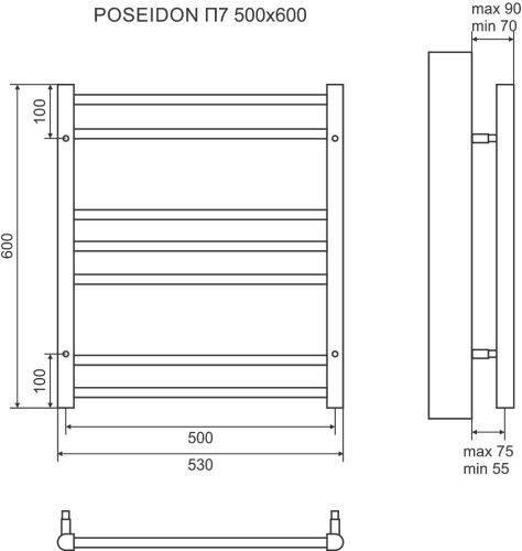 Полотенцесушитель электрический Lemark Poseidon П7 50x60 фото 3