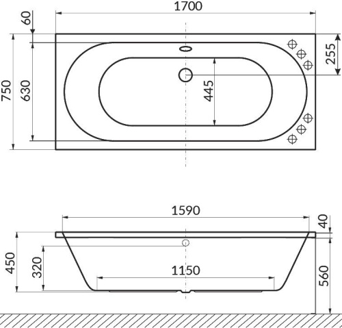 Акриловая ванна Excellent Oceana WAEX.OCE17.SMART 170x75 фото 2