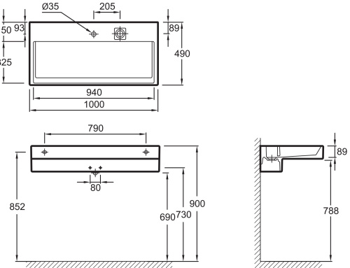 Раковина Jacob Delafon Terrace EXC9112 100 см с подсветкой фото 11