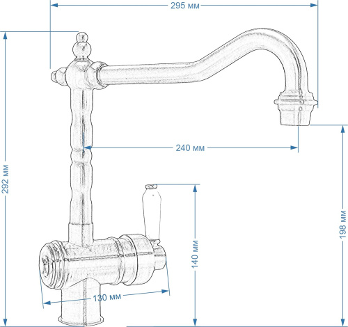 Смеситель Seaman Barcelone SSL-5077 Copper для кухонной мойки фото 3