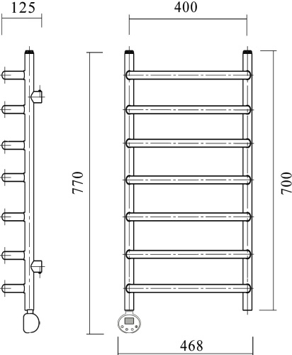 Полотенцесушитель электрический Domoterm Стефано П7 40x70, хром, L фото 3