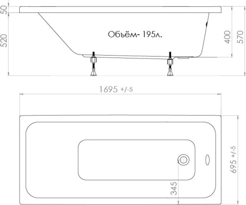 Акриловая ванна Triton Ультра 170x70 фото 9