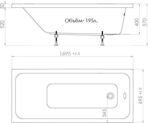Акриловая ванна Triton Ультра 170x70 фото 10