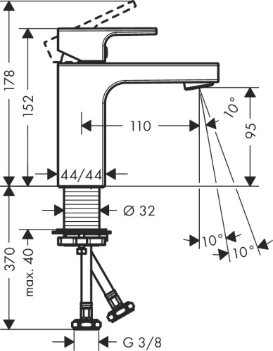 Смеситель Hansgrohe Vernis Shape 71569670 для раковины, черный фото 4