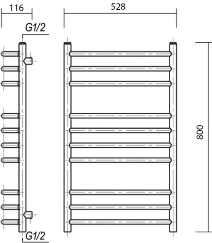 Полотенцесушитель электрический Domoterm Калипсо П10 50x80, хром, L фото 3