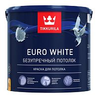 TIKKURILA EURO WHITE Безупречный потолок, краска для потолка, глубокоматовая, белая (9л)