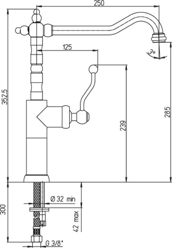 Смеситель Paini Duomo 88CR572LLKM для кухонной мойки фото 2