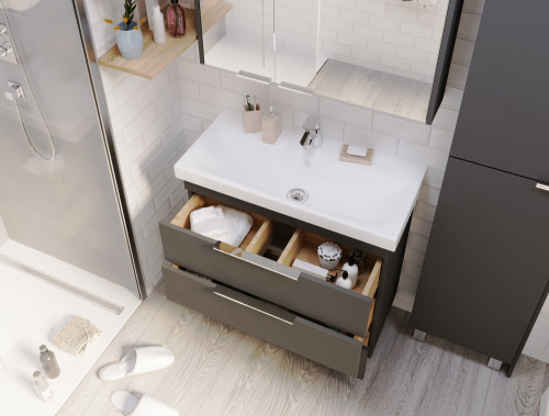 Мебель для ванной 1MarKa Gaula 80Н черная, 3 ящика фото 10