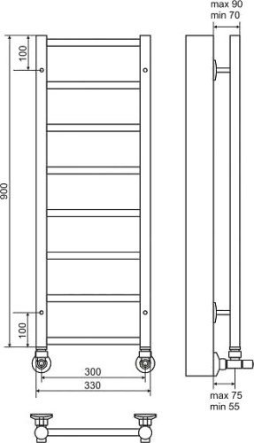 Полотенцесушитель водяной Terminus Контур П8 300*900 фото 2