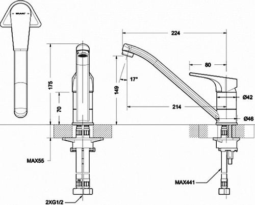 Смеситель Bravat Vega F7119177CP-1 для кухонной мойки фото 3