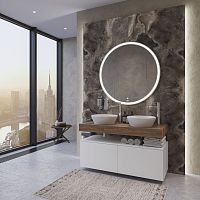 Столешница с раковиной Duravit D-Neo 60, дуб французский, 120, без отверстий + 2 тумбы 60, + 2 раковины