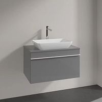 Тумба с раковиной Villeroy & Boch Venticello 75 glossy grey, с белой ручкой