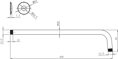 Кронштейн для верхнего душа Lemark LM8030C фото 2