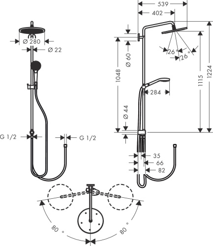 Душевая стойка Hansgrohe Croma Select S 26793000 хром фото 11