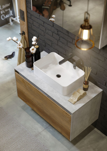 Мебель для ванной Aqwella 5 stars Mobi 100 бетон светлый, дуб балтийский фото 2