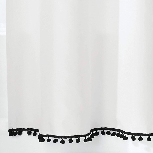 Штора для ванной Carnation Home Fashions Pompon PON180W 180х240 см, белая фото 5