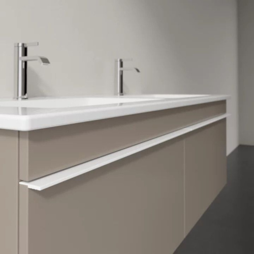 Мебель для ванной Villeroy & Boch Venticello 125 truffle grey, с белыми ручками фото 4