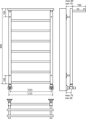36 900 руб. Полотенцесушитель водяной Terminus Контур П8 500*900 с полкой фото 2 Полотенцесушитель водяной Terminus Контур П8 500*900 с полкой фото 2